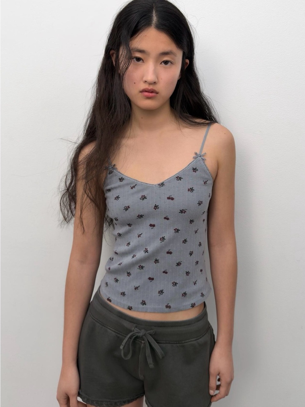 BNWT Zara Grey Floral Pointelle Camisole